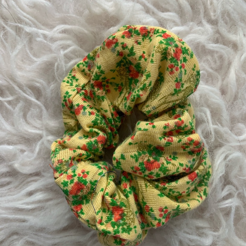 Yellow Floral Scrunchie